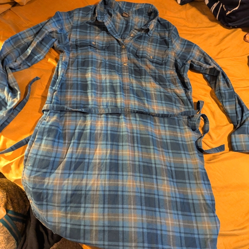 Cute Plaid Flannel Dress with Tie